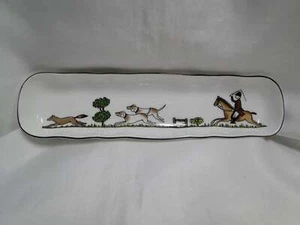 Crown Staffordshire Jagdszene: Jäger, Pferde: neuwertiges Tablett, 8 1/2" - Bild 1 von 6