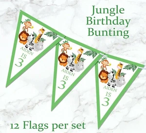 TIERJAGD personalisierte Dschungelsafari Zoo Banner Kinder Party Dekoration - Bild 1 von 10