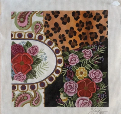 Collage Floral Leigh Designs Lona Pintada a Mano Punta de Aguja 13ct 7081 15 x 15 Foto 1 de 3
