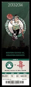 Boston Celtics vs. Houston Rockets January 13, 2014 Ticket Stub - Dwight Howard - Picture 1 of 2