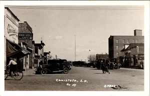 CANISTOTA SOUTH DAKOTA OLD STREET SCENE REAL PHOTO POSTCARD - Picture 1 of 2