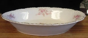 ANTIQUE CARLSBAD CHINA AUSTRIA...OVAL SERVING BOWL...PINK FLOWERS & GOLD TRIM - Picture 1 of 8