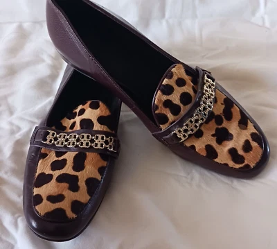 Mocasines Tory Burch Gemini Link 7 medianos-genuinos pelo de becerro leopardo clásicos planos Foto 1 de 4