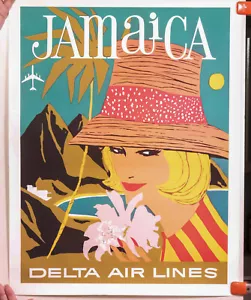 Delta Airlines Jamaica Caribbean Tourism Poster 26 X 20 Inches Advertisement - Picture 1 of 11
