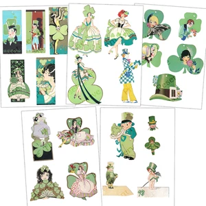 Vintage St. Patrick's Day Art Deco Bridge Tally Card Repro Pages Saint Patricks - Bild 1 von 2