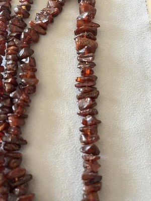 Vintage Baltic amber necklace, raw unpolished amber chip beads 37-38” - Image 1 of 3