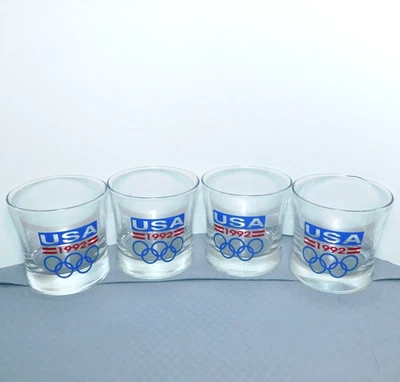 Lote de 4 vasos de bar de 3,5" vintage de los Juegos Olímpicos de Estados Unidos 1992 Foto 1 de 4
