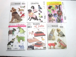 Lot 6 Uncut Patterns Dog Cat Costumes Clothes Beds Blankets XS S M L - Picture 1 of 4