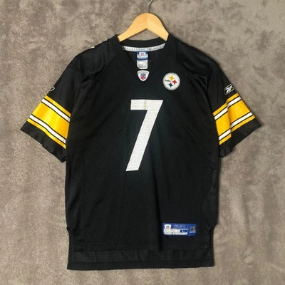 Camiseta deportiva juvenil Steelers negra #7 Pittsburgh Roethlisberger grande 14-16 ONFIELD NFL Foto 1 de 4