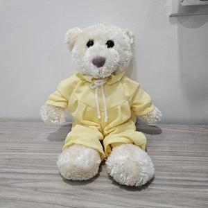 Tony Toys Cream Bear Yellow Waffle Knit Thermals Pajamas Pjs Plush Baby Vintage - Picture 1 of 6
