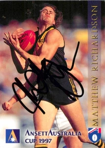 Signed 1997 Richmond Tigers AFL Select Ansett Cup Card - Matthew Richardson - Picture 1 of 3