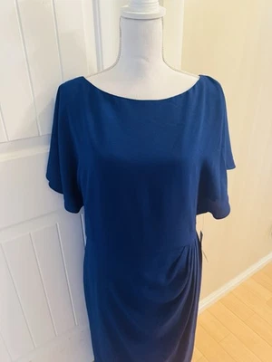 Maggie London NWT Size 16 Royal Blue Cocktail Dress. Flutter Sleeves. Zip Back - Image 1 of 4