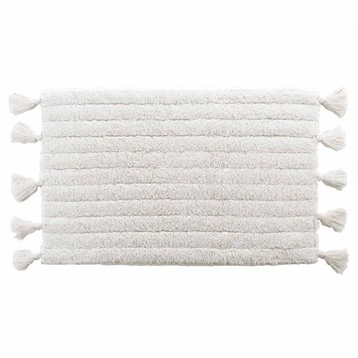 DOUCEUR D'INTÉRIEUR Tapis de bain pompoms 50x80 cm - Tufté - Blanc - Naturel