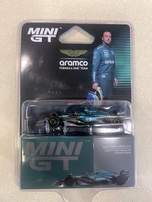 Mini GT Aston Martin AMR24 F1 2004 Bahrain GP Alonson Fernando 1/64 NEW ARAMCO - Image 1 of 2
