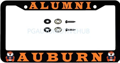 License Plate Frame Black Stainless Steel Vinyl Lettering FOR AUBURN ALUMNI - Image 1 of 4