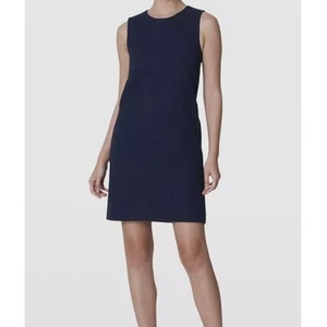 Carolina Herrera Boucle Tweed Shift Dress Cotton Linen Italy Size 16 Black - Picture 1 of 14
