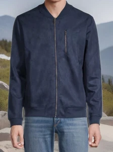 Ben Sherman Herren Größe M Marine Kunstleder Bomberjacke UVP $ 139 Neu mit Etikett - Bild 1 von 11