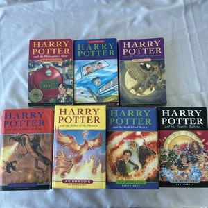 Juego de Libros Harry Potter Completo 1-7 Tapa Dura PB Primera Edición Fundas Originales DJ - Imagen 1 de 23