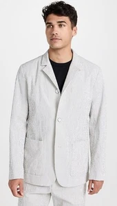 Rag & Bone Linden Stretch Seersucker Blazer Blue White Stripe Size 46 - Picture 1 of 13