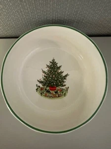 Vintage Christmas Pfaltzgraff Ceramic Bowl 7" Christmas Tree Train Design - Picture 1 of 1