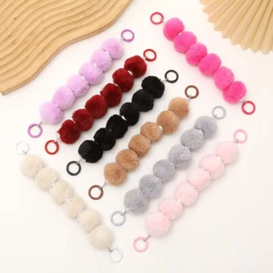 Fuzzy Mobile Phone Chain Aesthetic Charms Fluffy Wrist Lanyard Keychain Wrist - Picture 1 of 12