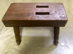 Primitive Oak Stool Late 1800’s Farmhouse Piece - Picture 1 of 6