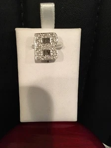 14 Karat Weißgold Buchstabe B Verstärker mit 35 echten Diamanten 0,40 TCW - Bild 1 von 6