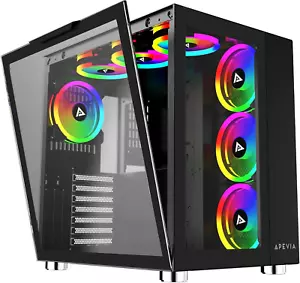 Prism-Elite-Bk Prism Elite Mid Tower ATX Gaming PC Cube Case W/ 7X 120Mm PWM ARG - Picture 1 of 7
