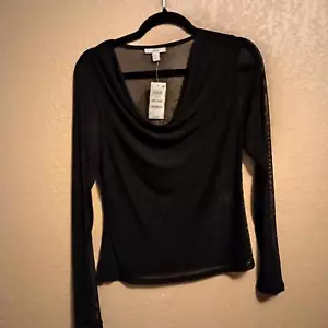 WOMENS COWLNECK LONG-SLEEVE M DEEP BLACK M - Picture 1 of 3