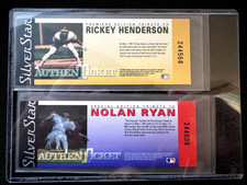 1991 Silver Star Authenticket Rickey Henderson & Nolan Ryan Tickets