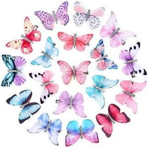 18 Pcs Colorful Butterfly Hair Clips 90s Glitter Barrettes Small Realistic - Picture 1 of 7
