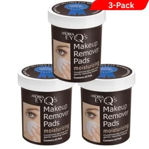 3 x Andrea Eye Q's Eye Makeup Remover Pads Moisturizing 65 nos. - Picture 1 of 2