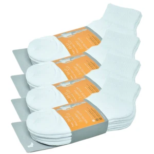 3-12 Pairs Mens Athletic Ankle Crew Cushioned Cotton White Socks Size 9-11 10-13 - Picture 1 of 7