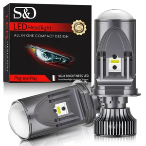 2Pcs H4 Mini Bi-LED Projector Lens LED Headlight Hi-Lo 30000LM 130W Retrofit LHD - Picture 1 of 8