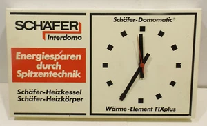 Alte Vintage Werbe Quartz Plastik Wanduhr 60/70er Jahre " Schäfer Interdomo - Bild 1 von 5