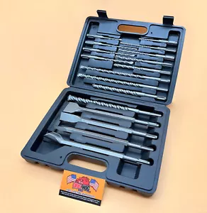 17 Pc Masonry Bit Set SDS Plus Chisel Carbide Tip Lifetime Warranty Drill Hog® - Picture 1 of 5