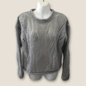Vintage 90s The Limited Open Knit Pullover Sweater Gray M - Picture 1 of 6