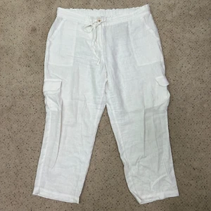 Tommy Bahama cargo pantalón lino blanco talla grande - Imagen 1 de 3