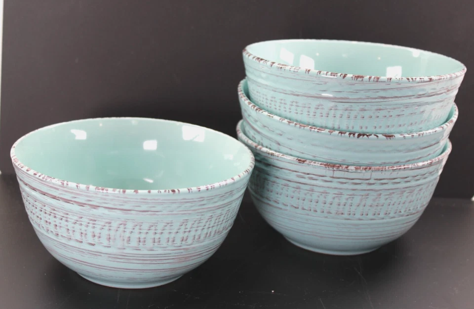 Home Essentials Cosenza Turquesa / Aqua 6" diámetro  Cuencos de cereales, juego de 4 Foto 1 de 1
