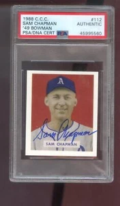 1988 C.C.C. 1949 Bowman #112 Sam Chapman AUTO SIGNED Autograph Card PSA/DNA MLB - Picture 1 of 2
