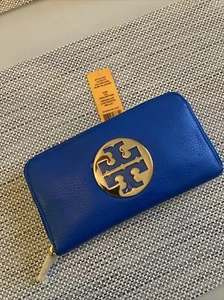 Nueva Cartera Continental Tory Burch Amanda Cremallera Azul Surf 467 Auténtica y Rara - Imagen 1 de 9