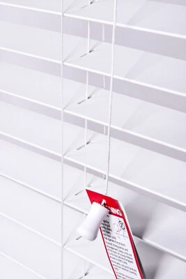 MADE TO MEASURE FAUX WOOD VENETIAN STRING BLINDS WHITE BLIND 50MM SLATS UK - Image 1 of 4