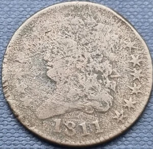 1811 Classic Head Half Cent 1/2 Cent Circulated Corroded RARE #50726 - Picture 1 of 2