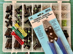 232 Stck. Weatherpack Steckverbinder Kit, 12-20AWG + ToolAid Crimpwerkzeug + Extraktoren - Bild 1 von 11