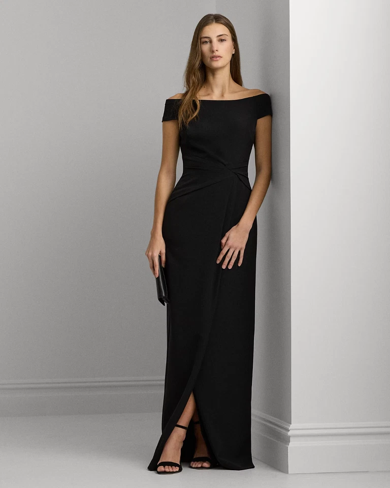NEW Ralph Lauren Women's 16 Crepe Off-the-Shoulder Gown NWT $245 - Image 1 of 4