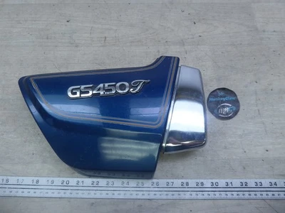 1981 Suzuki GS450T S20955) blue right side cover panel with emblem  - Image 1 of 4
