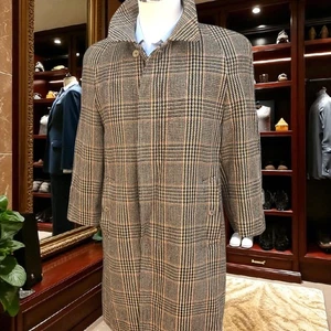 Vintage Burberry Scottish Chevot Tweed Overcoat 38R 23 Inch Arm Length - Picture 1 of 24