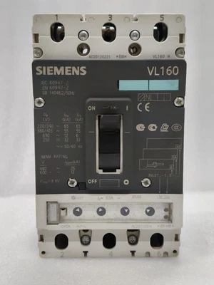 SIEMENS VL160 3POLE 63A 55KA MOLDED CASE CIRCUIT BREAKER MCCB FAST SHIPPING - Image 1 of 4