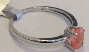 Gemporia sterling silver & Neon Pink Ethiopian Opal solitaire ring size R/S - Picture 1 of 10