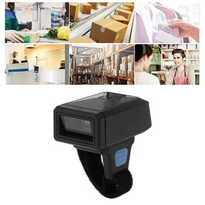 1D Wireless Ring Barcode Scanner 2.4G BT USB Portable Wearable Mini Finger B NEW - Afbeelding 1 van 12